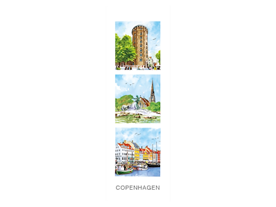 Postkort, Rundetårn/Gefion/Nyhavn 5,5x17cm 