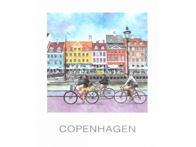 Postkort, Nyhavn Cykler 10 x 12 cm.