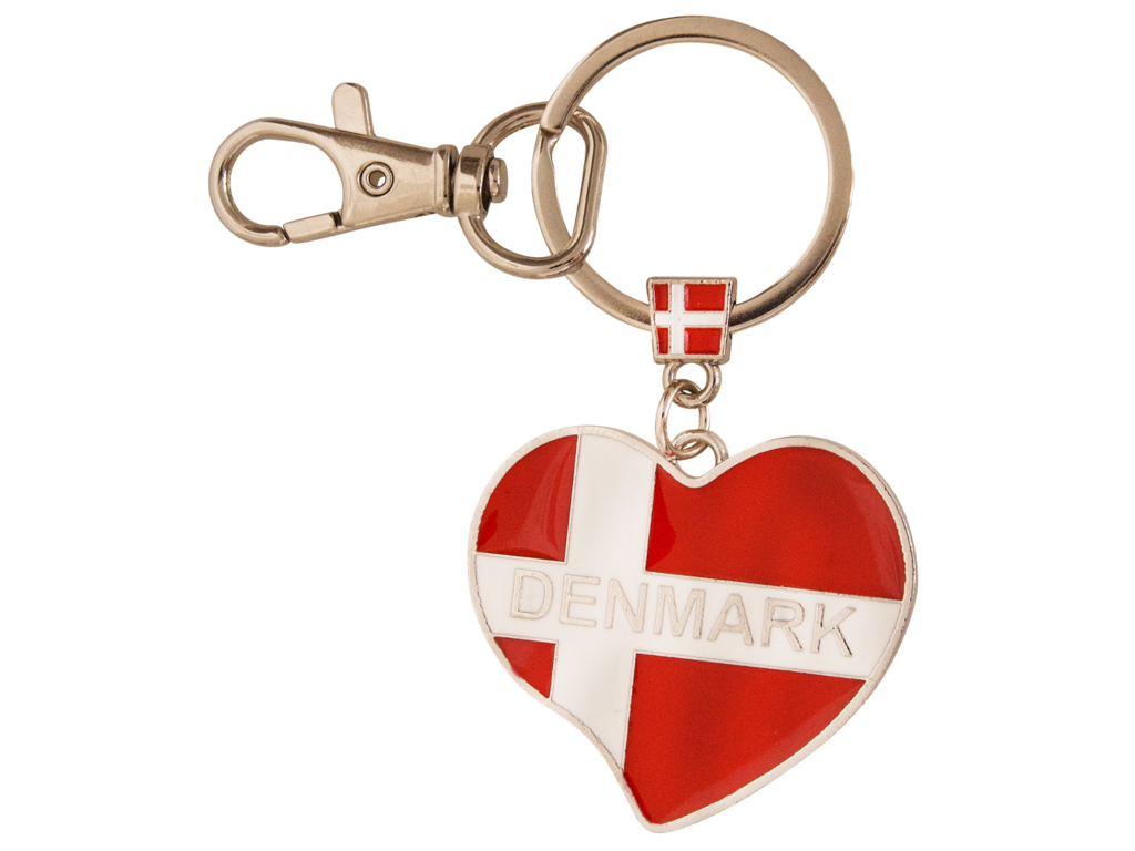 Nøglering Hjerteformet Flag Denmark