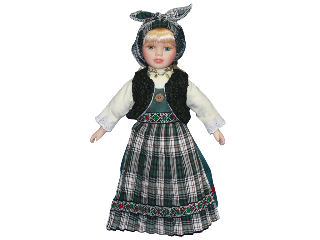Nationaldukke Hedebo Grøn Porcelæn 34 cm.