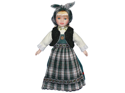 Nationaldukke Hedebo Grøn Porcelæn 34 cm.
