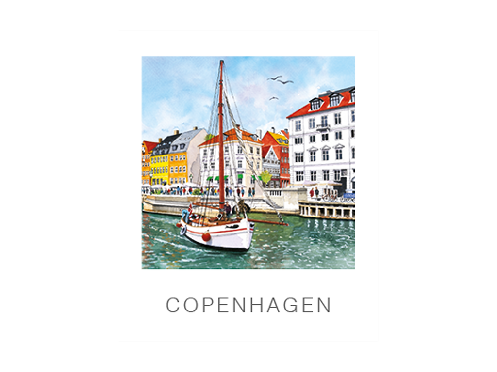 Postkort, Nyhavn Hvid Båd 10x12cm 
