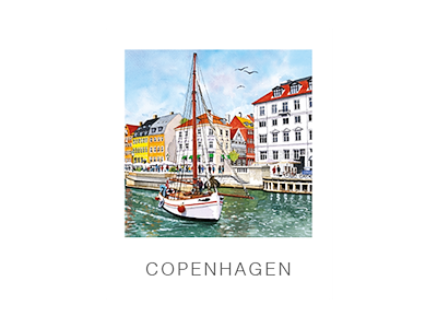 Postkort, Nyhavn Hvid Båd 10x12cm 