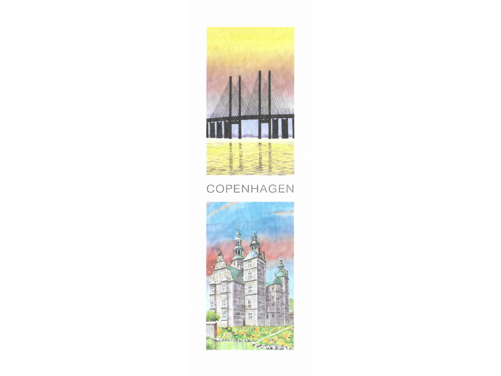 Bogmærke, Øresundsbroen / Rosenborg 5,5 x 17 cm.