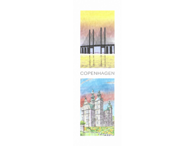 Bogmærke, Øresundsbroen / Rosenborg 5,5 x 17 cm.