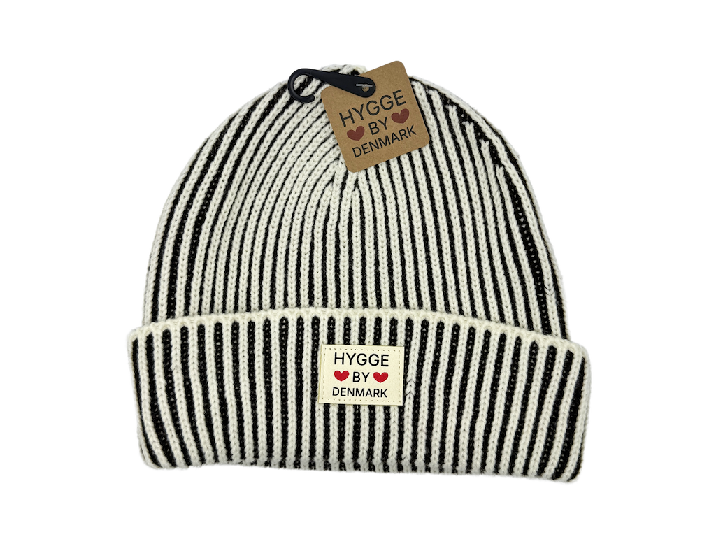 Beanie stribet brun/hvid