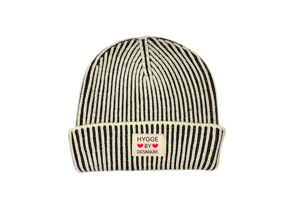 Beanie stribet brun/hvid