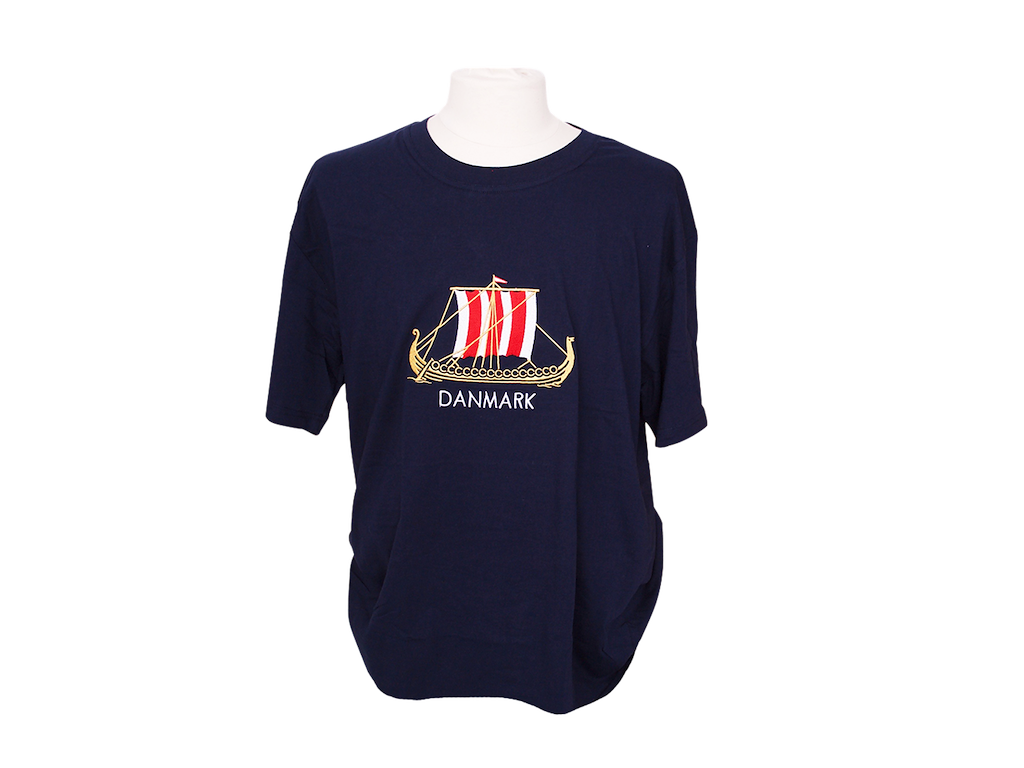 T-shirt, Vikingeskib Broderet Navy