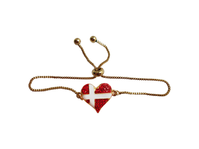 Armbånd, Hjerte m/Flag Og Sten