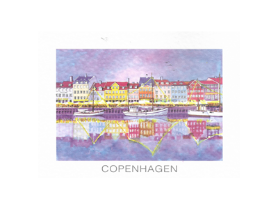 Postkort, Nyhavn Aften 16,5 x 12 cm.