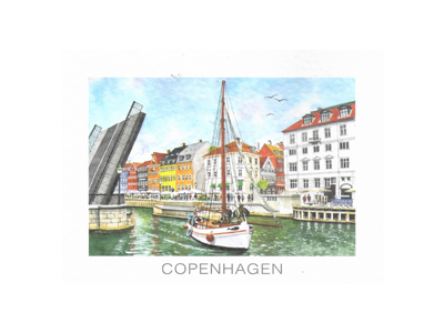 Postkort, Nyhavn Bro/Skib 16,5 x 12 cm.