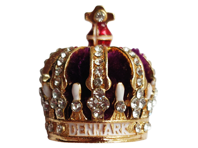 Broche, Royal Krone m/Fløjl Og Sten (inkl. æske)