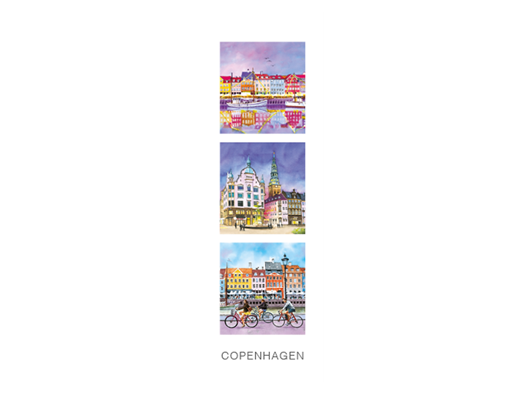 Postkort, Nyhavn/Storkespringvandet/Nyhavn 5,5x17cm 