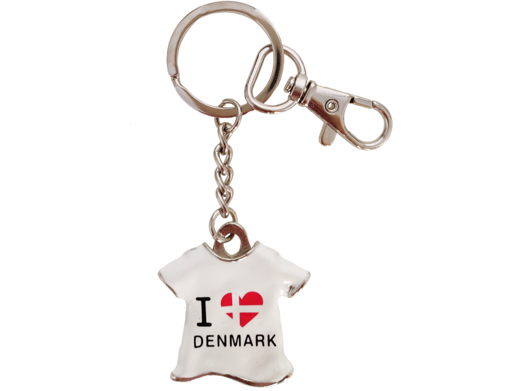 Nøglering T-shirt I Love Denmark Hvid