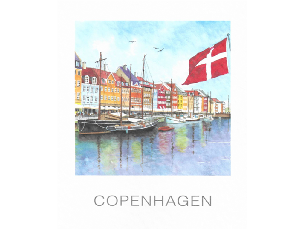 Postkort, Nyhavn Flag 10 x 12 cm.