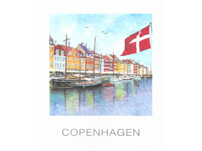 Postkort, Nyhavn Flag 10 x 12 cm.