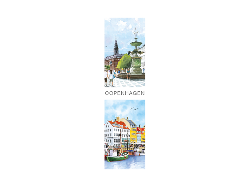 Postkort, Storkespringvandet/Nyhavn 5,5x17cm 