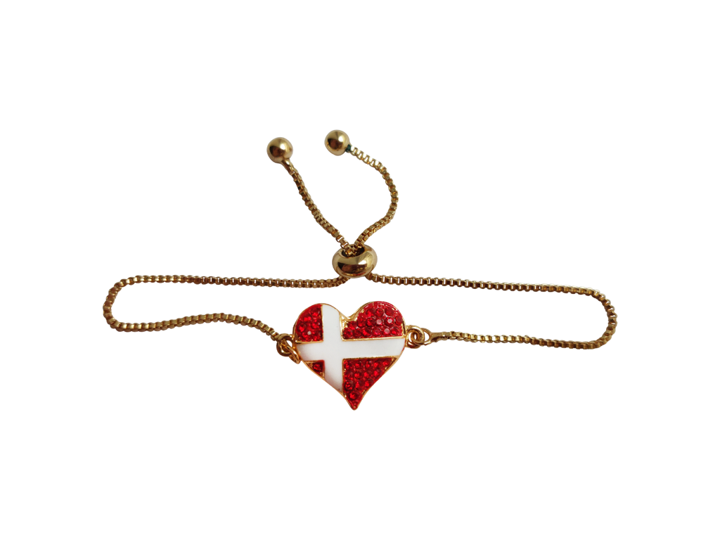 Armbånd, Hjerte m/Flag Og Sten