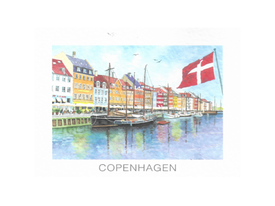Postkort, Nyhavn Flag 16,5 x 12 cm.