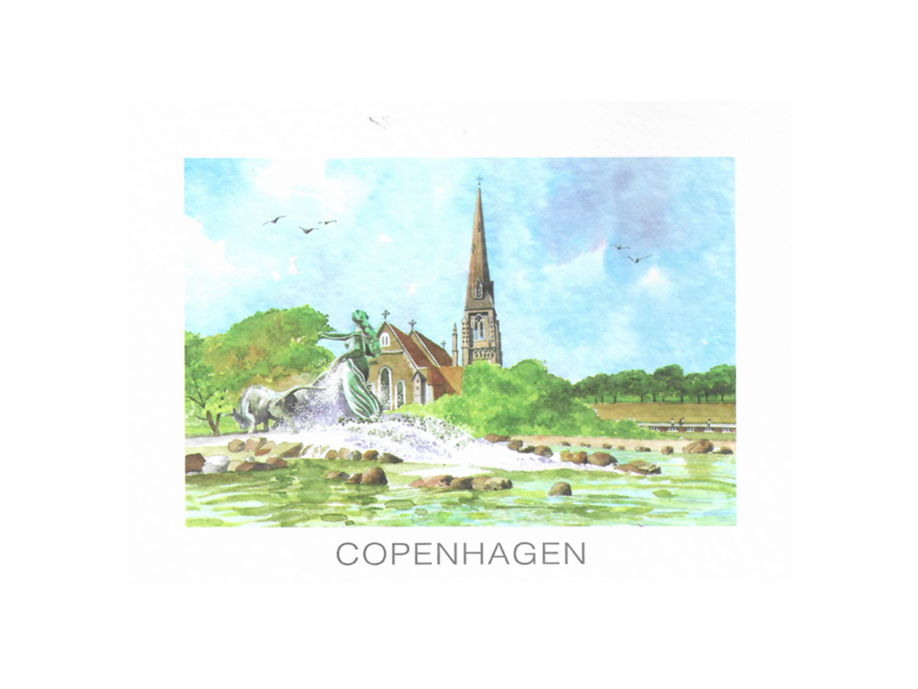 Postkort, Gefionspringvandet 16,5 x 12 cm.