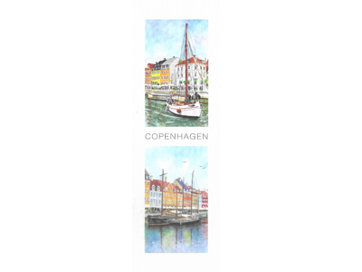 Bogmærke, Nyhavn Skibe 5,5 x 17 cm.