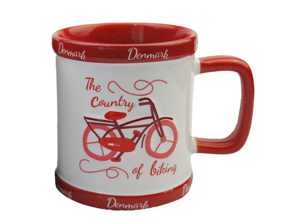 Krus, Retro Cykel Embossed Rød