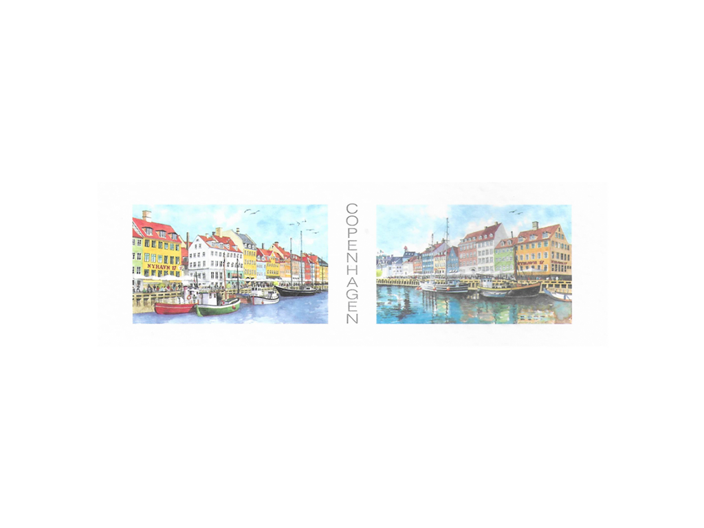 Postkort Nyhavn Skibe 5,5 x 17 cm.