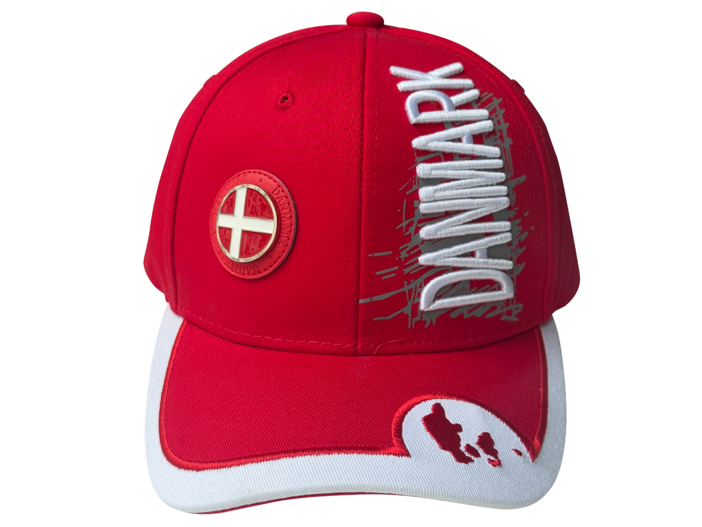 Kasket, Danmark Rød m/Metal DK Flag