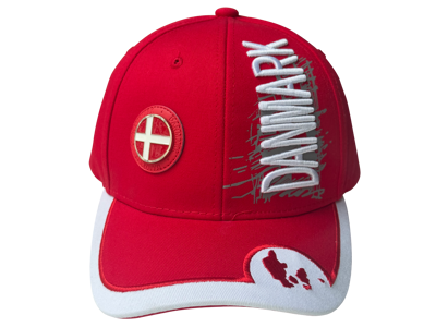 Kasket, Danmark Rød m/Metal DK Flag